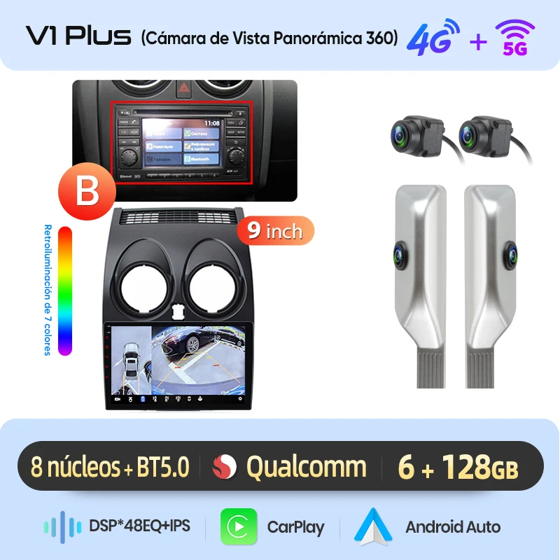 Junsun Radio Voz AI voor Nissan Qashqai J10 2006-2013 draadloze CarPlay Android Auto autoradio 2DIN met Bluetooth DAB+ GPS RDS