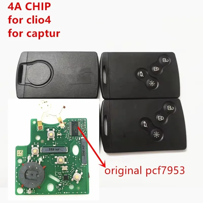 1/5pcs 4 Buttons smart key 433MHz Hitag AES original PCF7953 4A Chip Passive Keyless Go For clio 4 for captur key after 2013