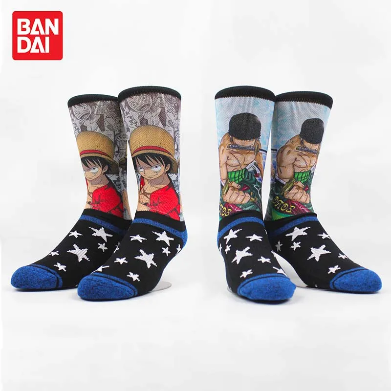 New One Piece Anime Socks Cartoon Figure Luffy Roronoa Zoro Printed Long Sock Cosplay Men Women Birthday Cotton Socks Gifts