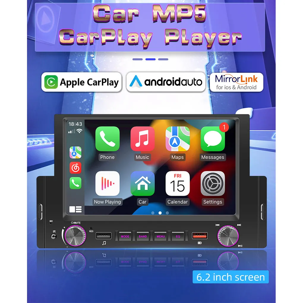 

6 2 Inch 1 Din MP5 Player Music Players Multimedia Device Automotive