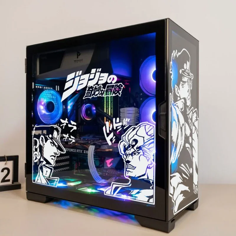 JOJO Anime PC Case Stickers Cartoon Waterproof Computer Glass Decorate Decal Hollowed out Removable Personality Sticker