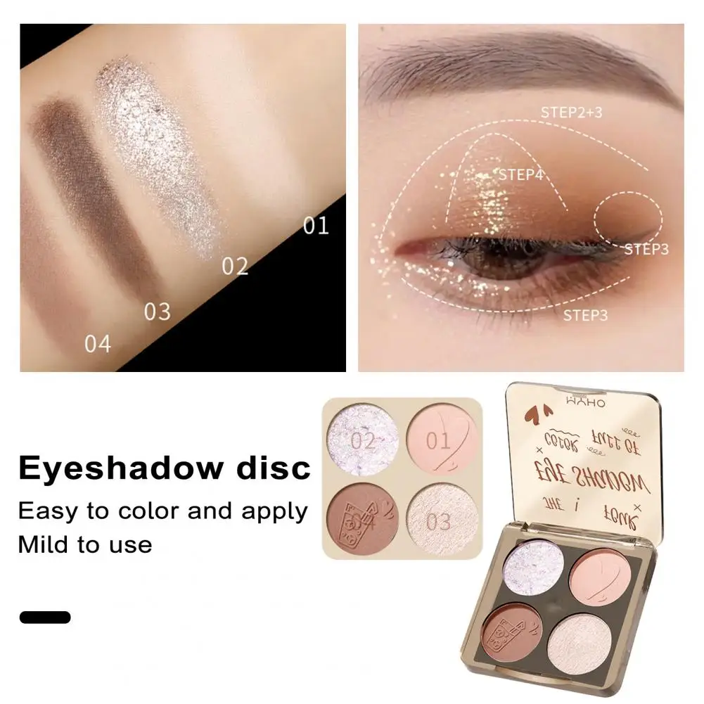 All-day Wear Eye Shadow Vibrant Long-lasting Four-color Eyeshadow Palette for Stunning Makeup Versatile Safe Rich Pearlescent