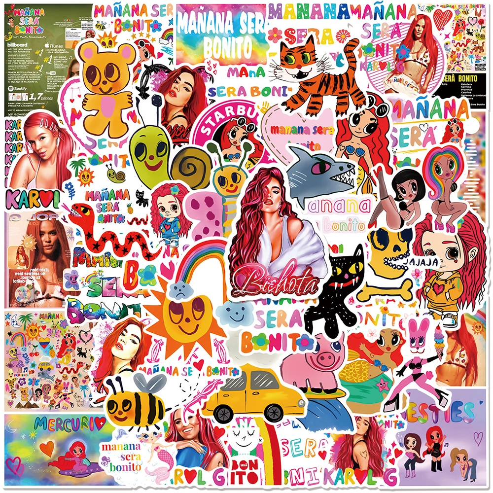 10/30/50pcs Singer Karol G Graffiti Stickers Cartoon Aesthetic Sticker DIY Water Bottle Phone Case Guitar Album Decals Fans Gift