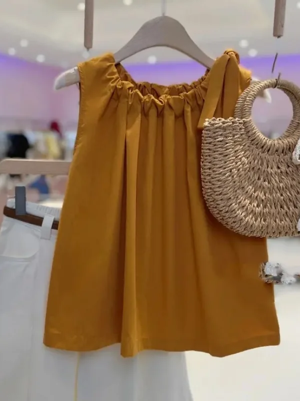 

Sweet Style Women's Top Guangzhou Thirteenth Factory Pumpkin Heart Tie Waist Summer New Fashion 2026 Loose Knitted Casual Wear
