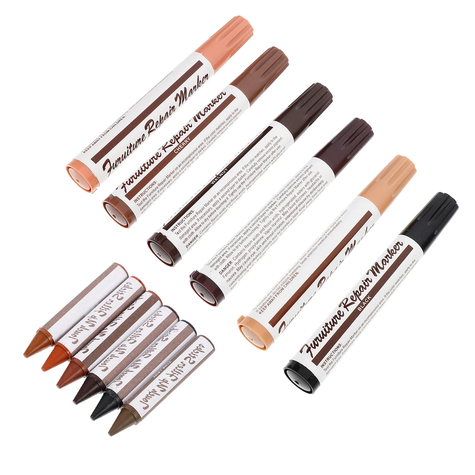 Conjunto de canetas de retoque para móveis, 12 peças, para reparar arranhões, madeira dura, kit de plástico, marcadores, revestimento, esconder arranhões, manchas, polimento de cera