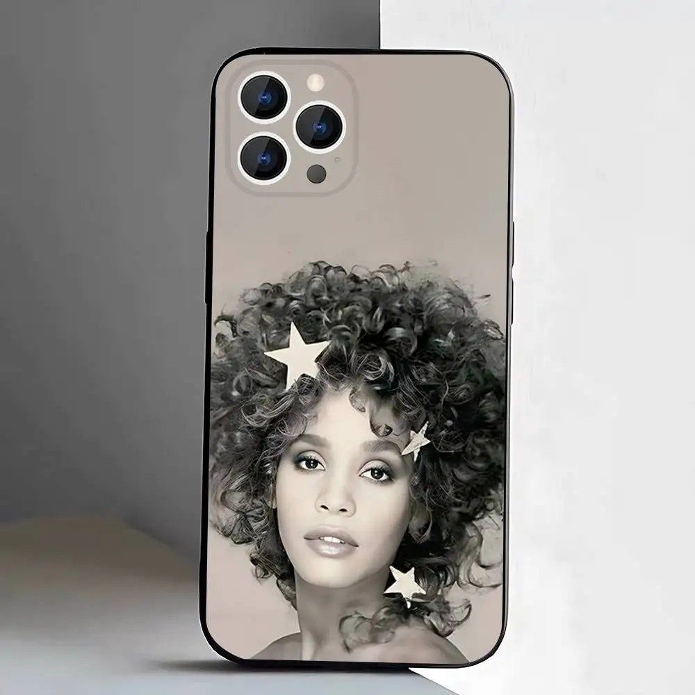حافظة هاتف W-Whitney H-Houston لهاتف iPhone 17,16,15,14,13,12,11,Pro,XS,Max,XR,Plus,E,SE4,غطاء ناعم أسود صغير