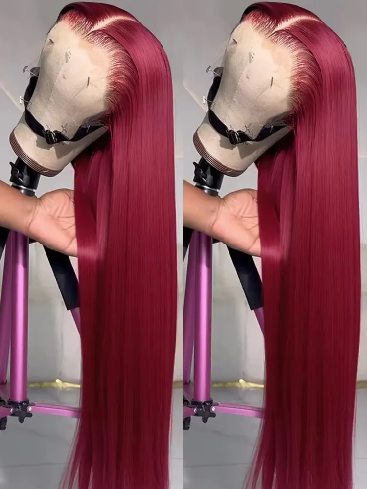 วิกผมหน้าผากลูกไม้ HD 13x4 ความหนาแน่น 250% สี 99J เบอร์กันดี ขนาด 30 32 34 นิ้ว สำหรับผู้หญิง ผมแท้เปรู ไม่ต้องใช้กาว พร้อมถอนเส้นผมด้านหน้า