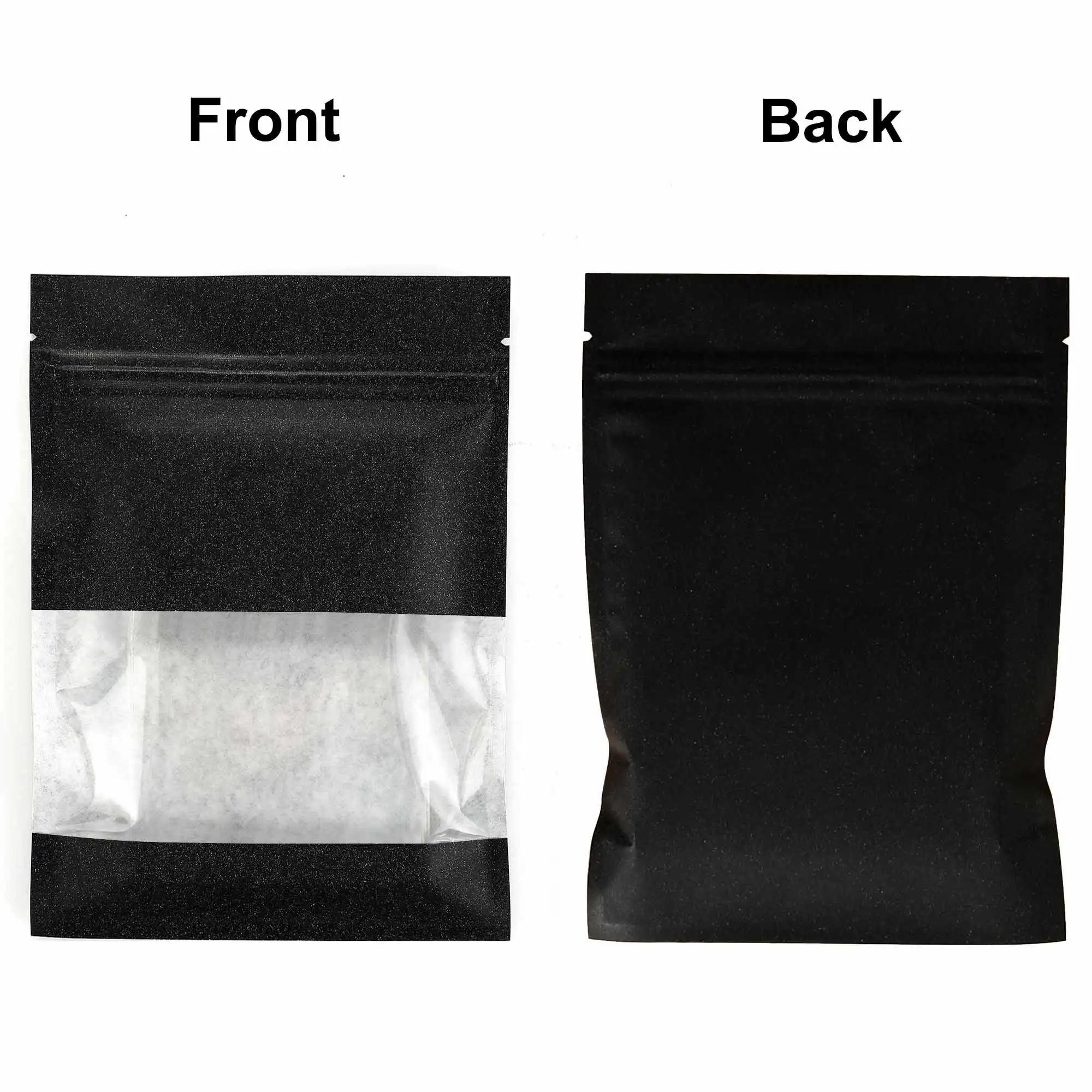 100pcs 7x9cm Small Ziplock Paper Bag Smell Proof  Reusable Coffee Powder Tea Packaging Clear Window Zipper Lock Kraft Mylar Bag