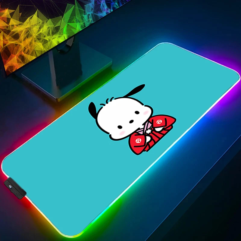 RGB Mouse Pad Pochacco Anime Office Laptop Gaming Accessories LED Keyboard Desk Mat Gamer Carpet Mousepad Backlight Mouse Mats