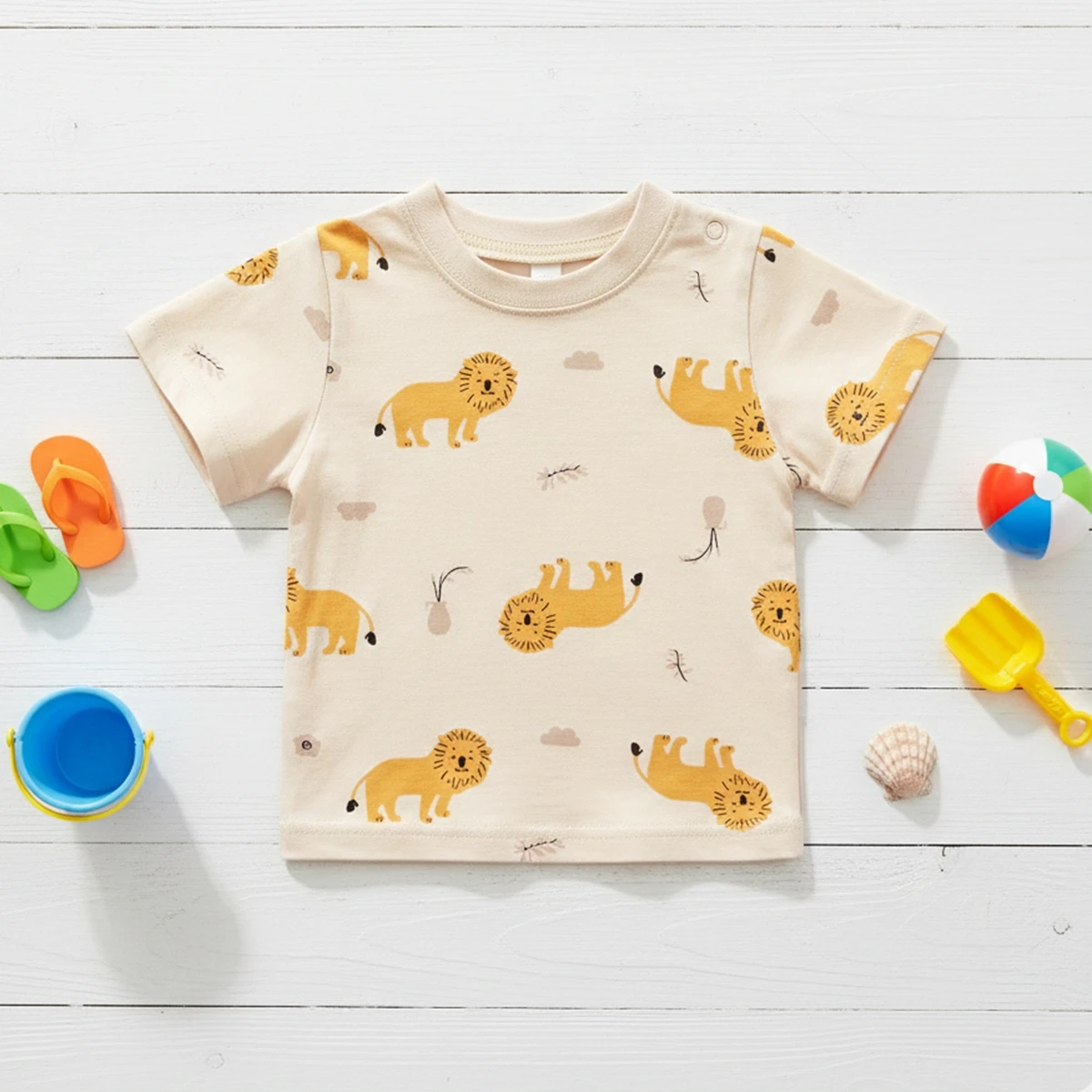 Animals Children T-shirt Print Lion Tops Summer Kids Boys Ca
