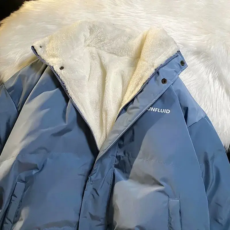 Autunno Inverno New Fashion Colletto alla coreana Manica lunga Parka solido Abbigliamento da uomo Coreano Allentato Cerniera calda Semplicità Addensare Top