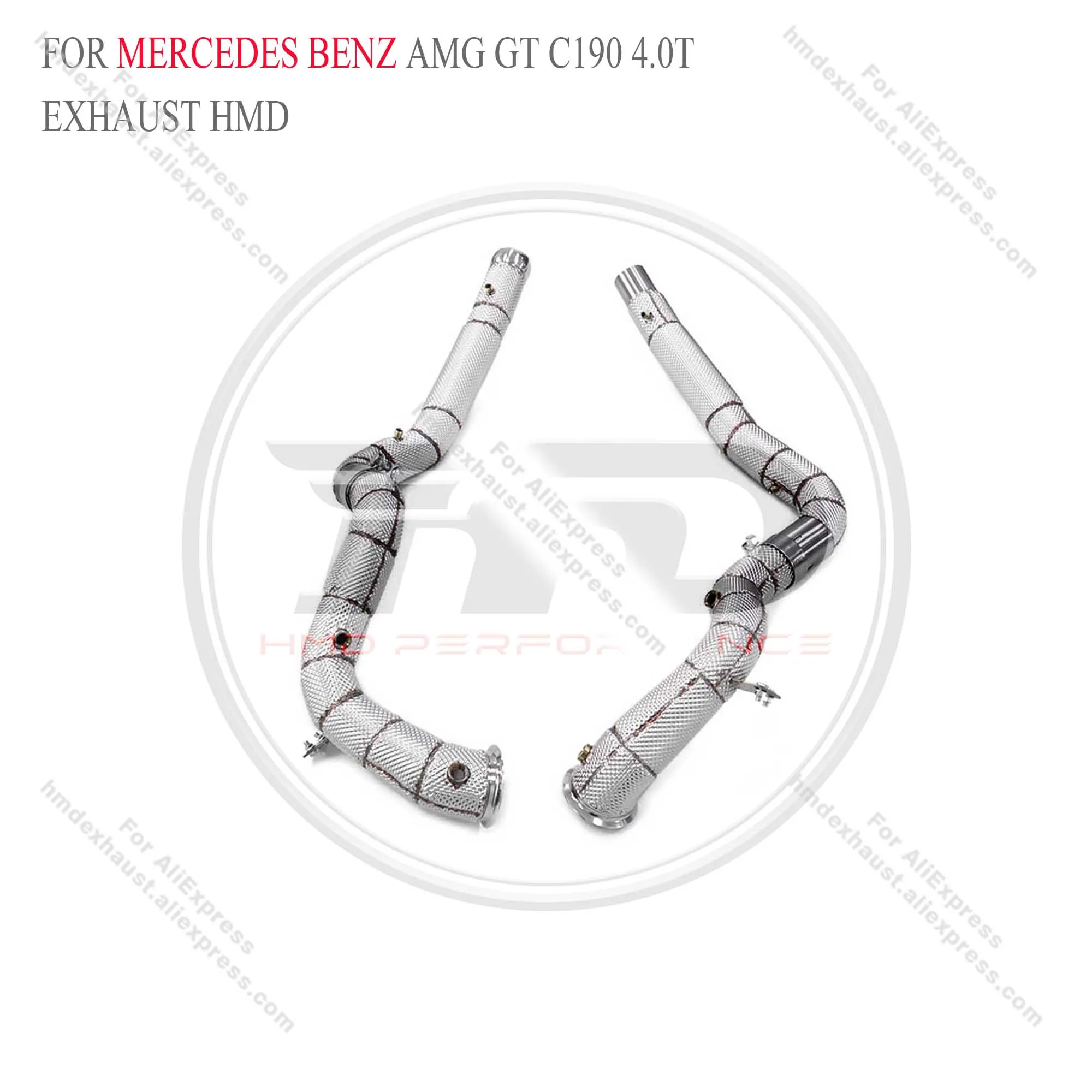 HMD Exhaust System High Flow Performance Downpipe for Mercedes Benz AMG GT c190 4.0T OPF with heat shield