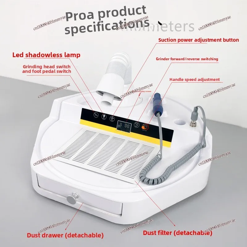Dental Portable Dust-free Sander Technician Desktop Vacuum Cleaner Electric LED Sandblasting Sanding Vacuum Cleaner