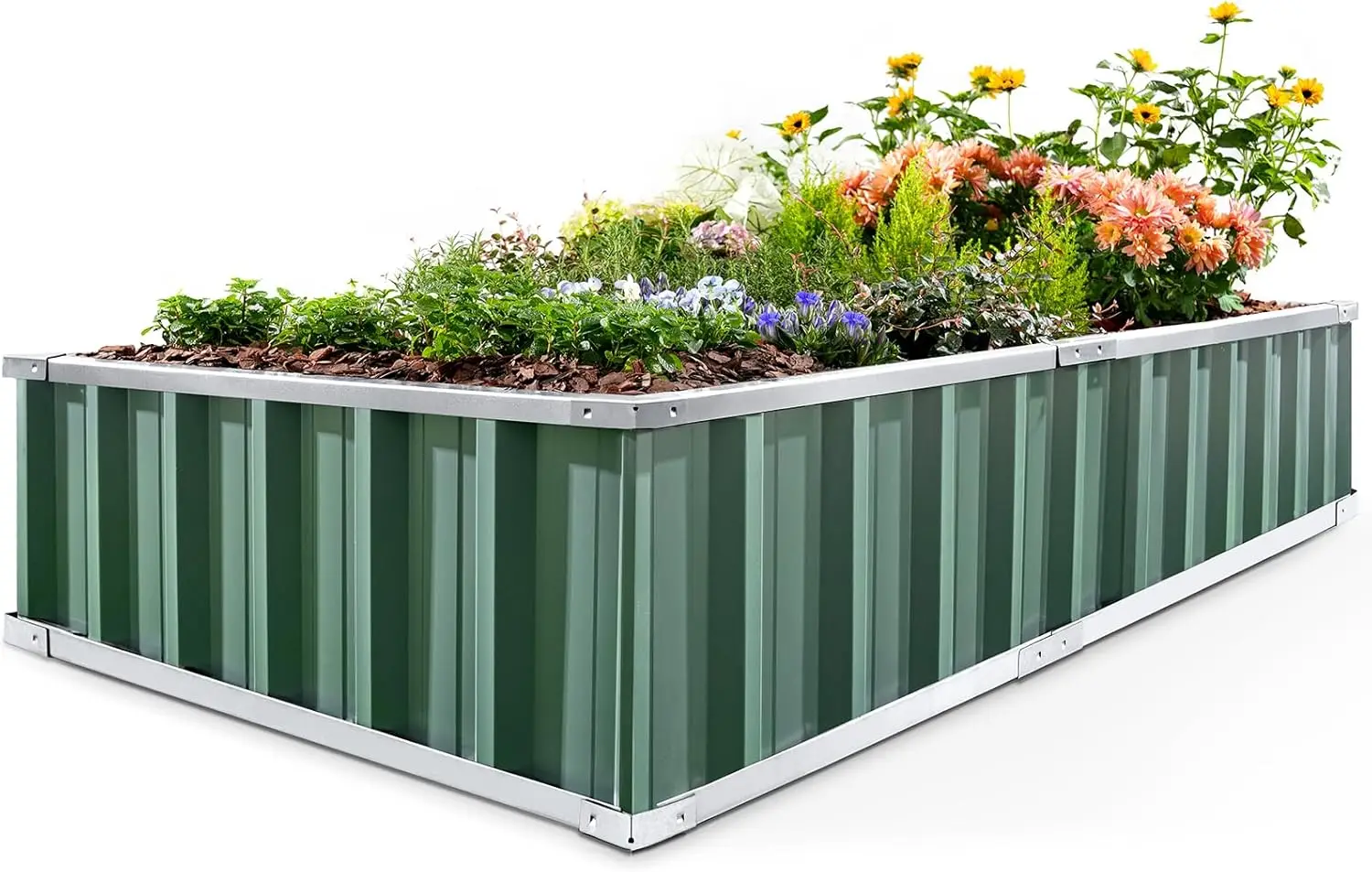 

Raised Garden Bed 68"x 36"x 12" Galvanized Steel Metal Outdoor Garden Planter Box Kit with 2 Pairs of Gloves (Green)