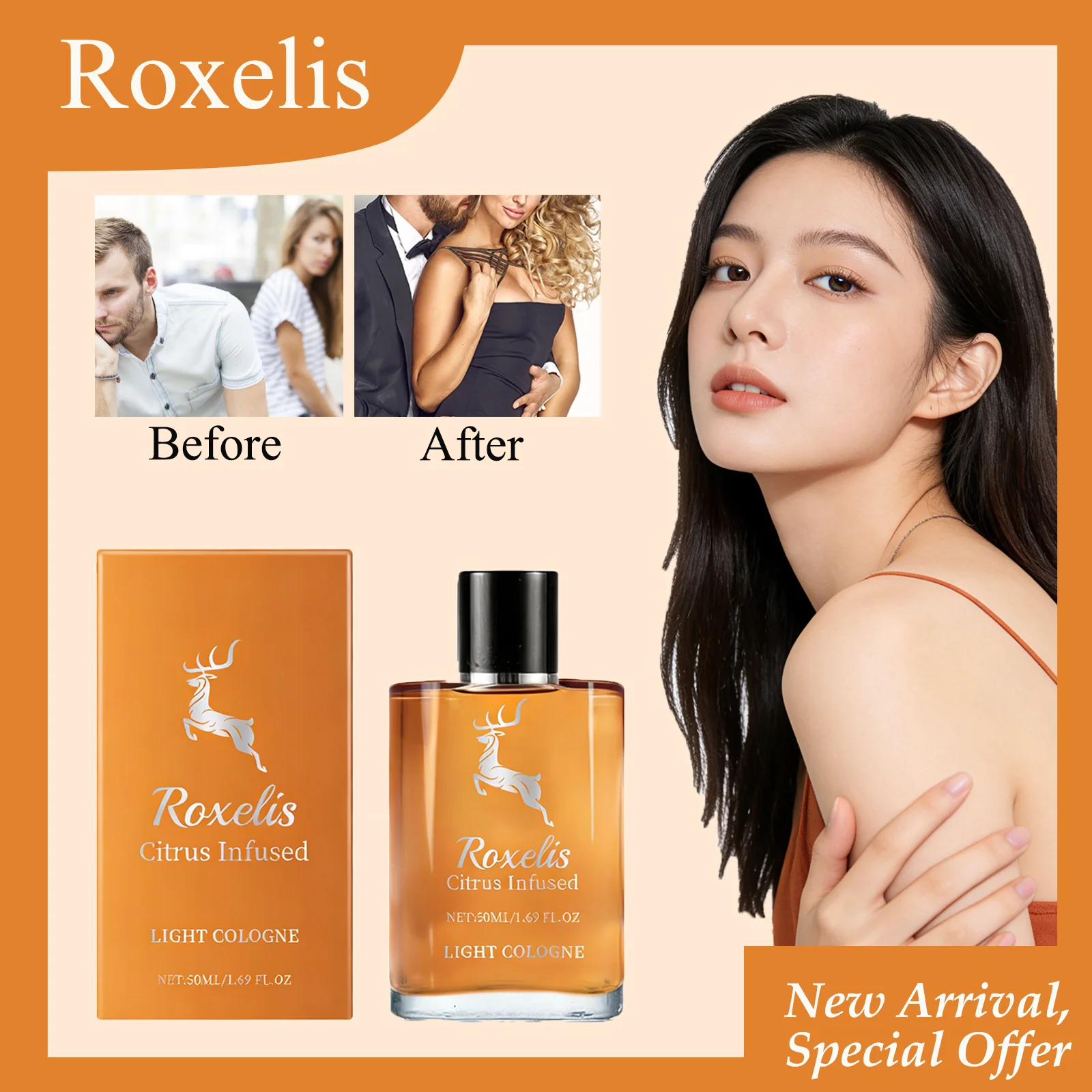 

Roxelis 50ml Citrus Infused Light Cologne Quick Absorption Light Texture Rich Layered Aroma No Residue Cologne Perfume