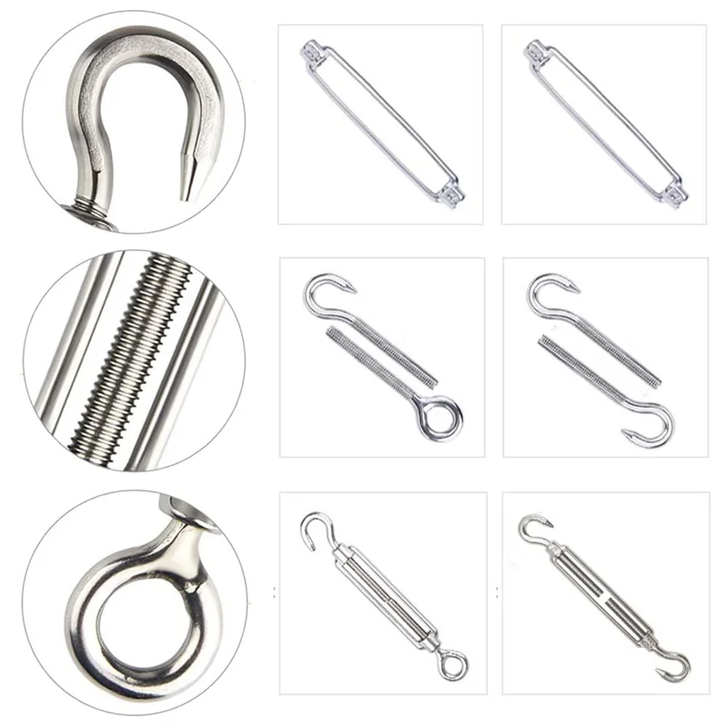 

AB42-30 Turnbuckle M5 Wire Tensioner Set With Turnbuckle Wire Rope Clamp Thimbles Press Clamp For Tightening