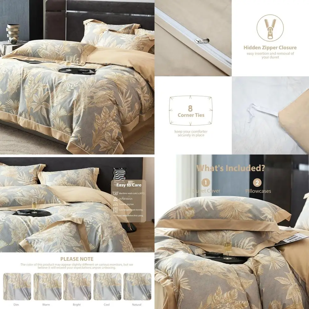 

Queen Size Cotton Duvet Cover Set - 3-Piece Soft & Breathable Patterned Bedding for Year-Round Comfort