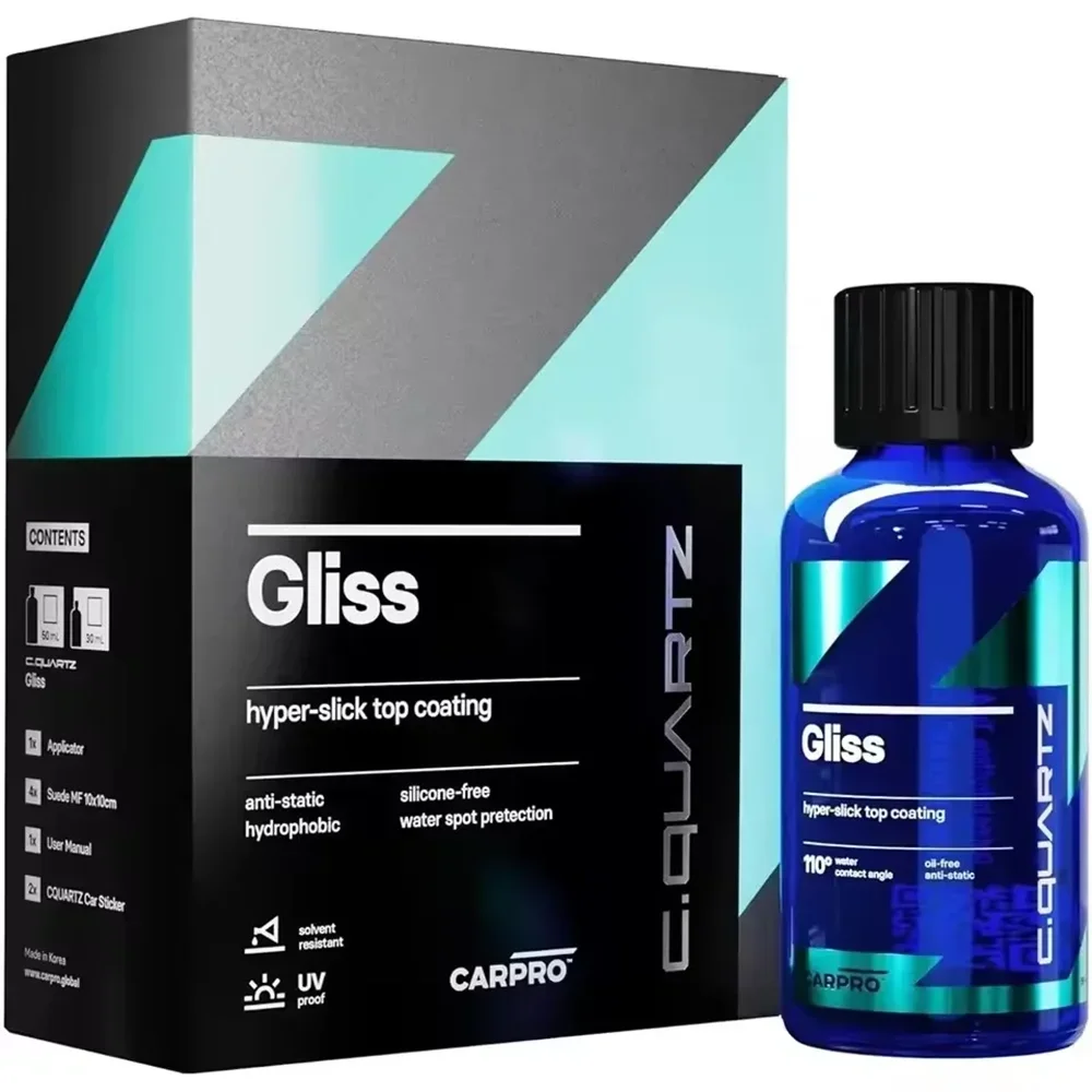 

2026 Newest CARPRO Gliss 50ml Kit Ceramic Coating for Cars Hyper Smooth Hydrophobic Nano Top-Coat with Microfiber Applicators