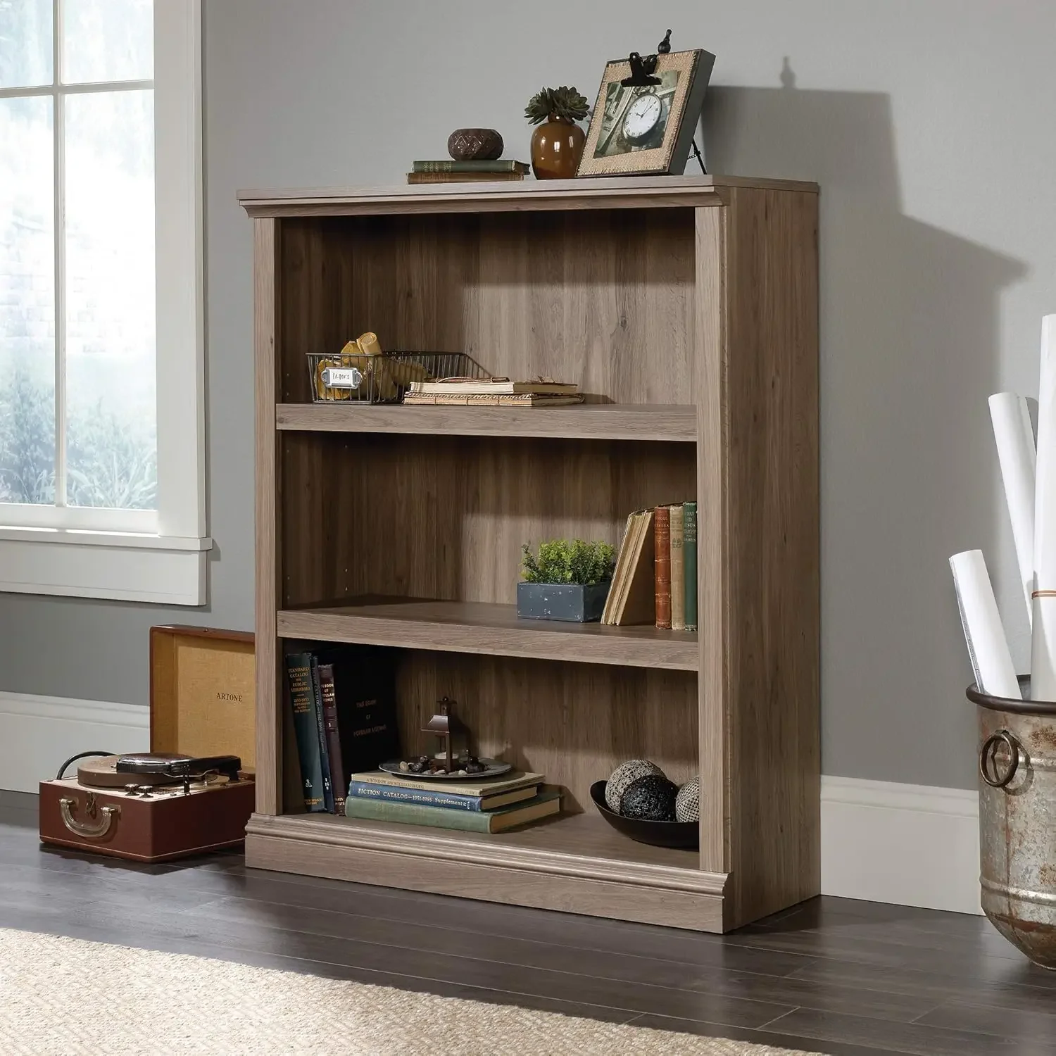 

Miscellaneous Storage 3-Shelf Bookcase/ Book shelf, Salt Oak finish