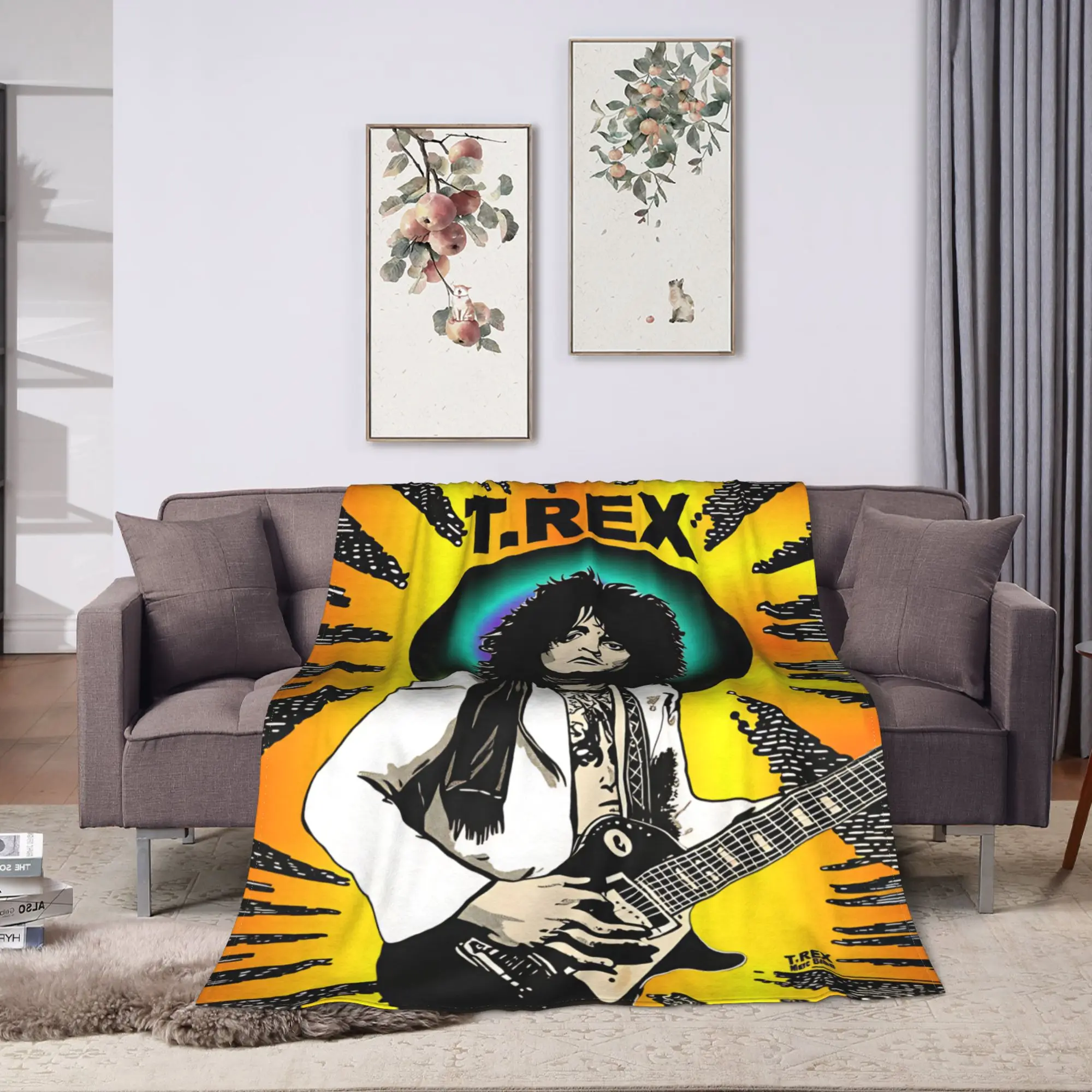 Mark Bolan T-REX Flannel Blanket  Soft Durable Throw Blanket for Couch Bed Travel Office Graphic Bedspread Sofa Bed Cover