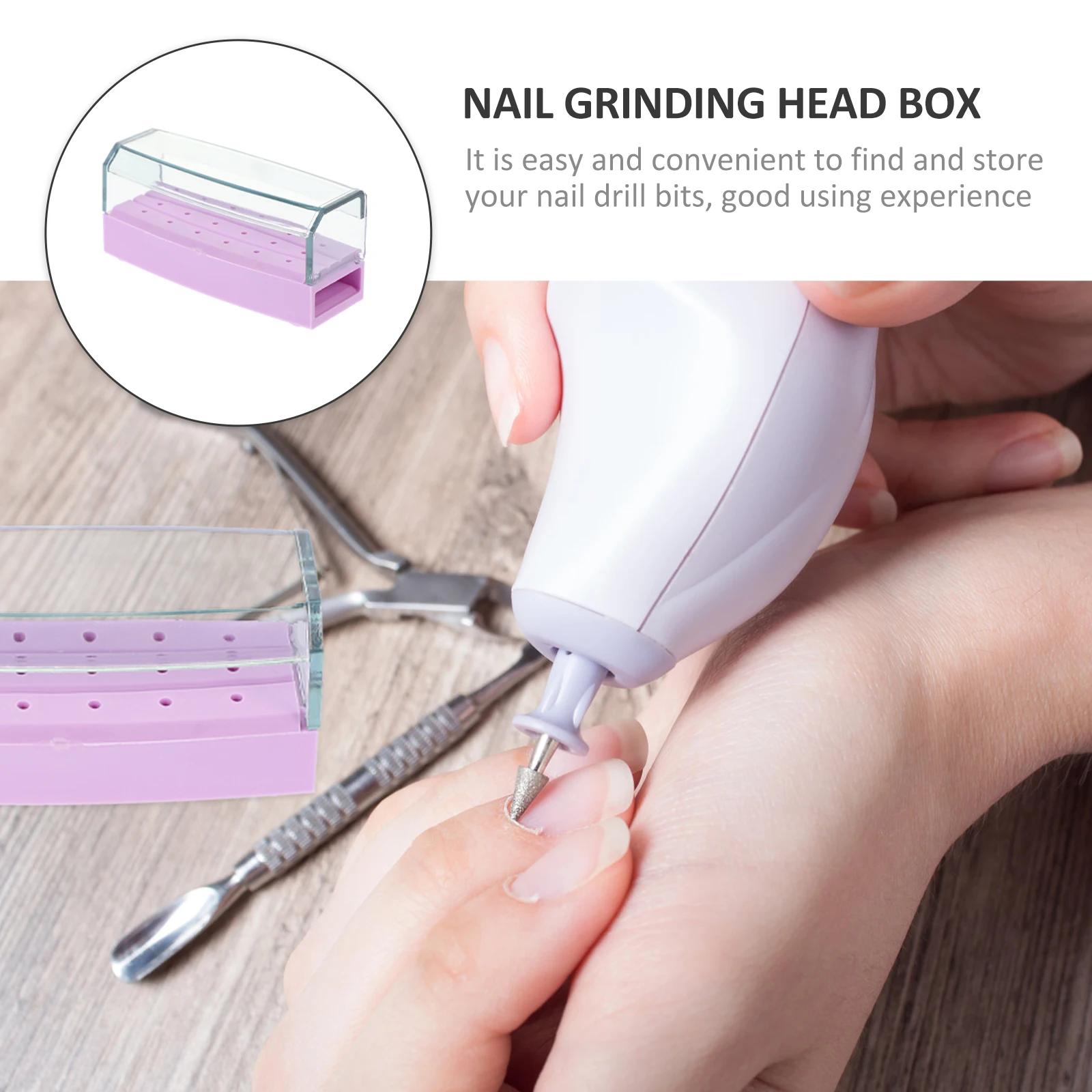 

Nail Drill Bits Storage Box Plastic Smooth Surface Manicure Practice Nail Art Display Organizer Grinding Head Finishing Case