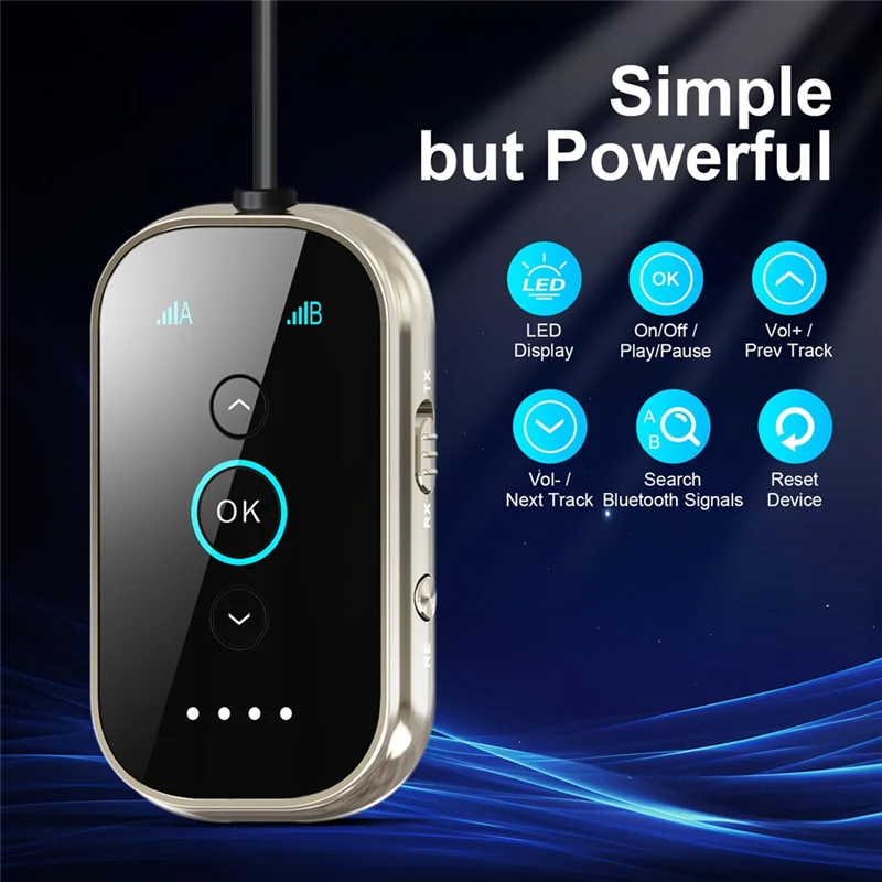 

B04C-Bluetooth 5.4 Transmitter Receiver Wireless Transmitter For Airplane/TV/Car/Gym