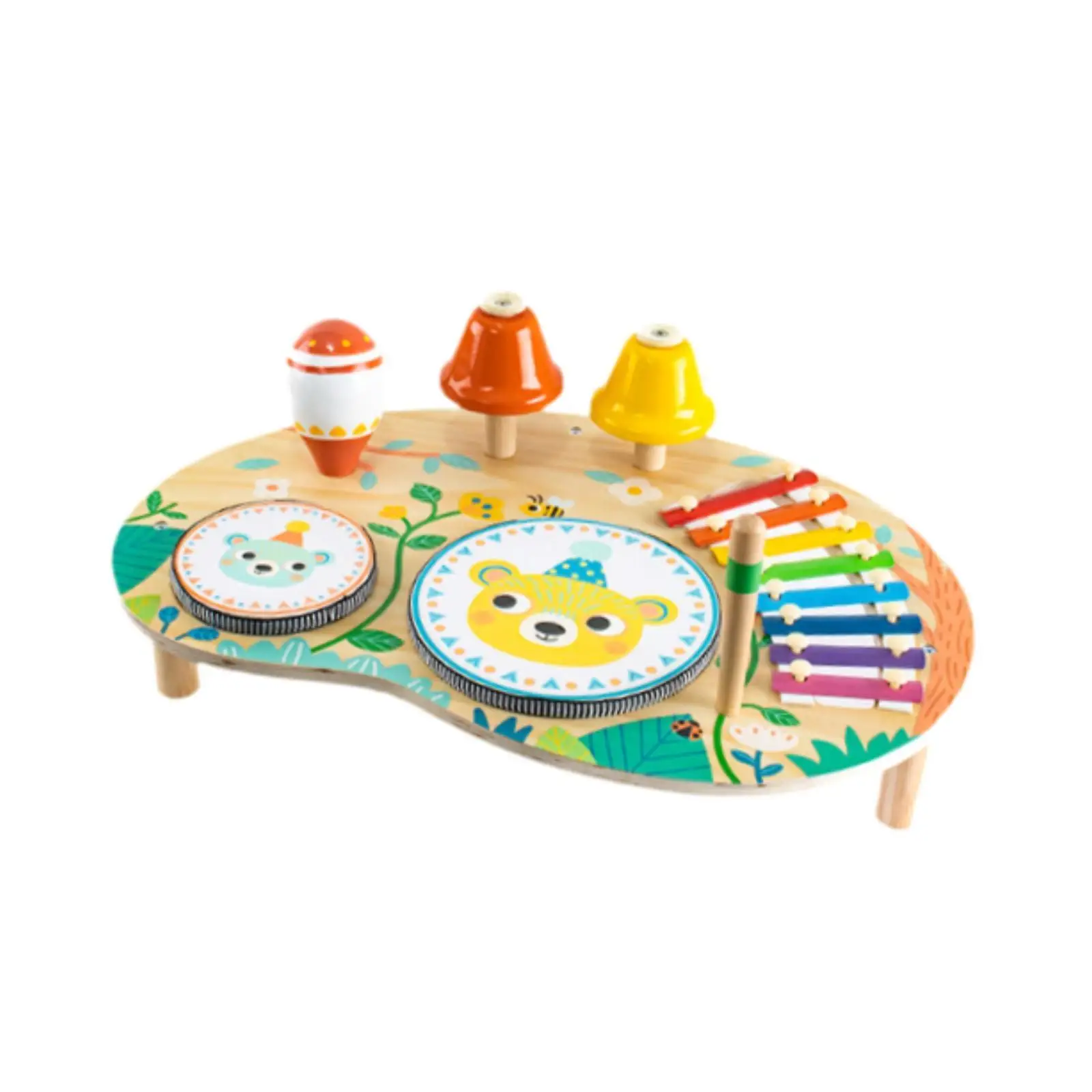 Wooden Xylophone Musical Toy Kids Drum Set Preschool Music Kits Educational Baby