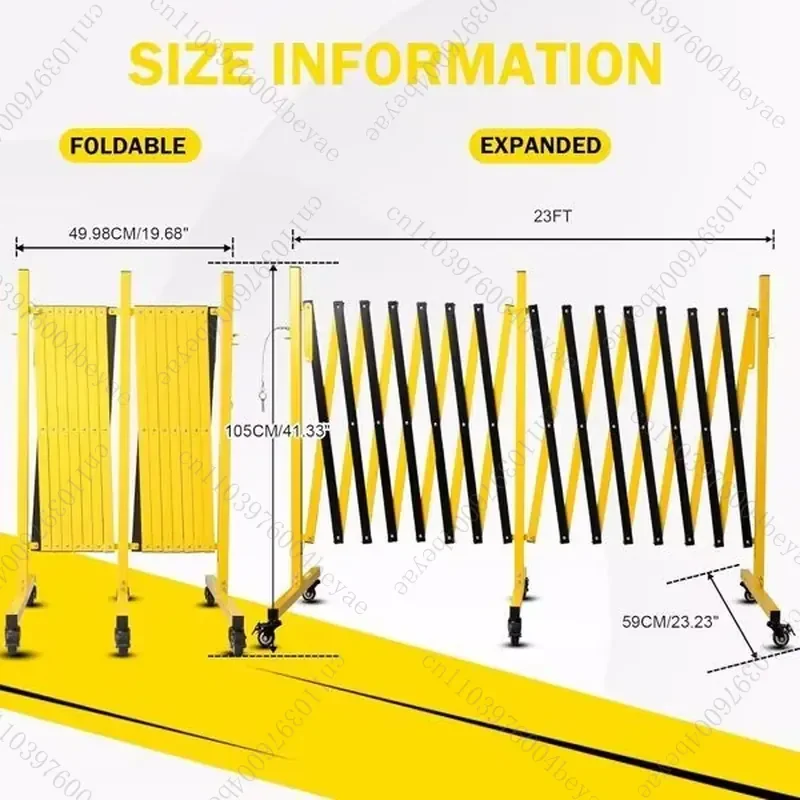 23-Foot Retractable Outdoor Mobile Security Fence Door, Metal Retractable Fence, Easy-to-Assemble Highway Retractable Fence