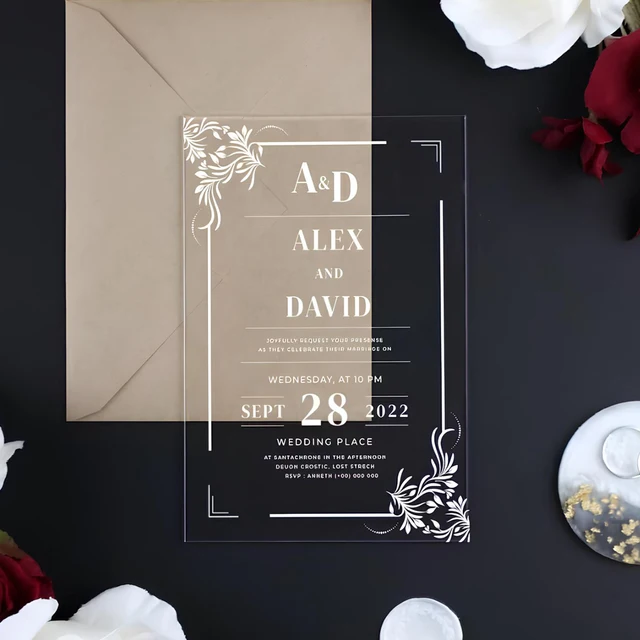 Akrylowe zaproszenia ślubne, spersonalizowane zaproszenia ślubne, zaproszenia na imprezę i zaproszenie Quinceanera, zaproszenie Sweet 16