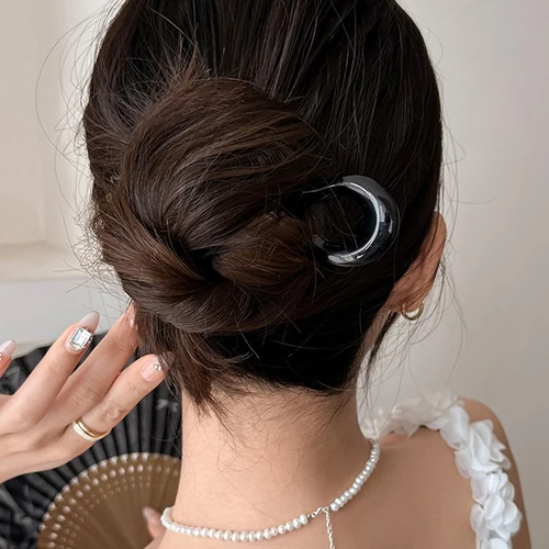 Imagen 2 del producto Horquillas para el cabello simples en forma de U, pasadores de moño de plástico de estilo francés, horquillas para el cabello para mujeres y niñas, herramientas de estilismo para moño de verano