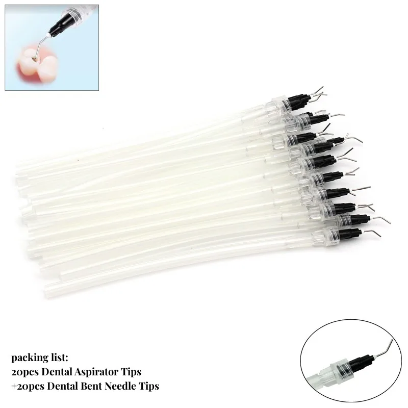 

20 Pcs/pack Dental Disposable Saliva Ejector Aspirator Suction Disposable Pre-Bent With Syring Needle Tip Dentist Tools