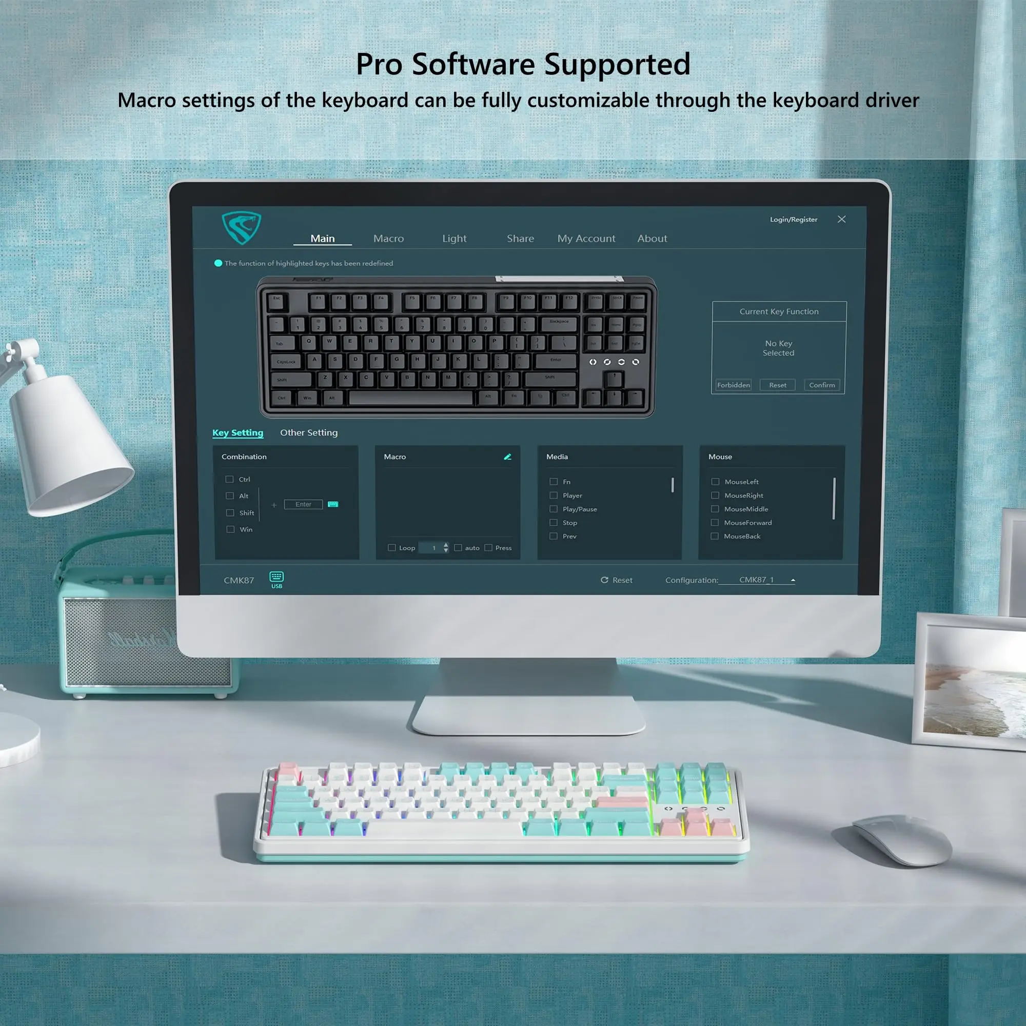 FL-ESPORT CMK87 Marshmallow 80% TKL 트라이 모드 Bluetooth 무선 기계식 게임용 키보드 핫 스왑 가능 스프링 개스킷 장착