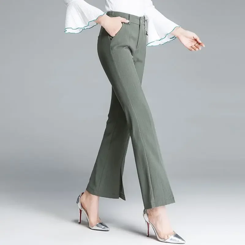 2023 New Summer Winter Autumn Women Flare Pants High Quality Ladies Black White Pants