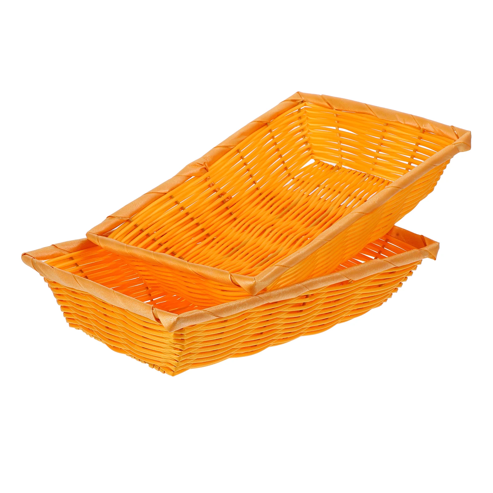 

Plastic Baskets with Handles Brown Woven Large Capacity Safe Material Bread Basket Fruit Vegetable Storage Display Kitchen