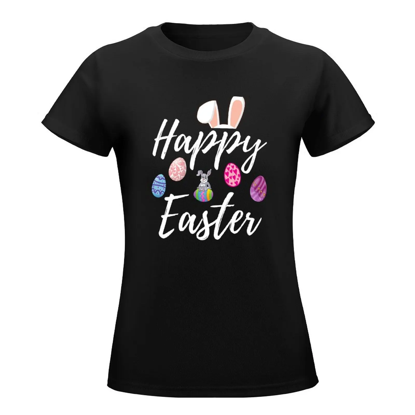 Happy Sweet Easter Candy Love and kisses, and funny bunny T-Shirt Short sleeve tee hippie clothes funny Women tops