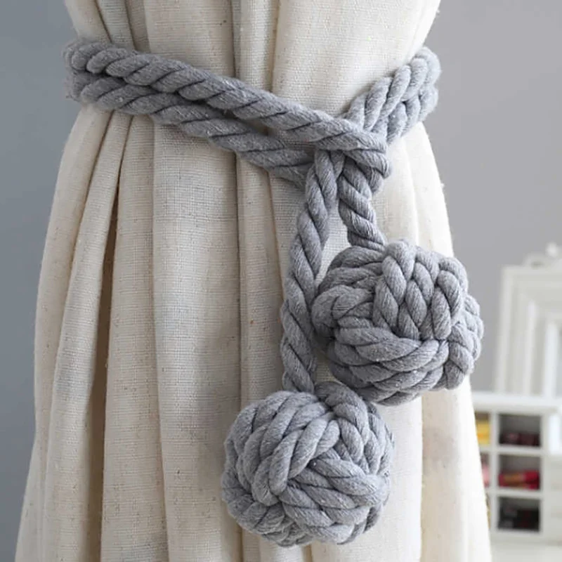 4 Styles Macrame Curtain Tieback Curtain Tied Ball Hand-woven Cotton Straps Hanging Ball Curtain Accessories Buckle Rope Decor