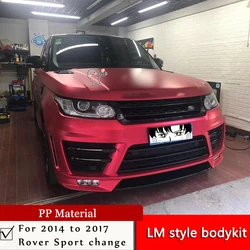 For 2014 and 2017 Range Rover Sport change LM style bodykit glossy black grille PP material front bumper add front lip primer