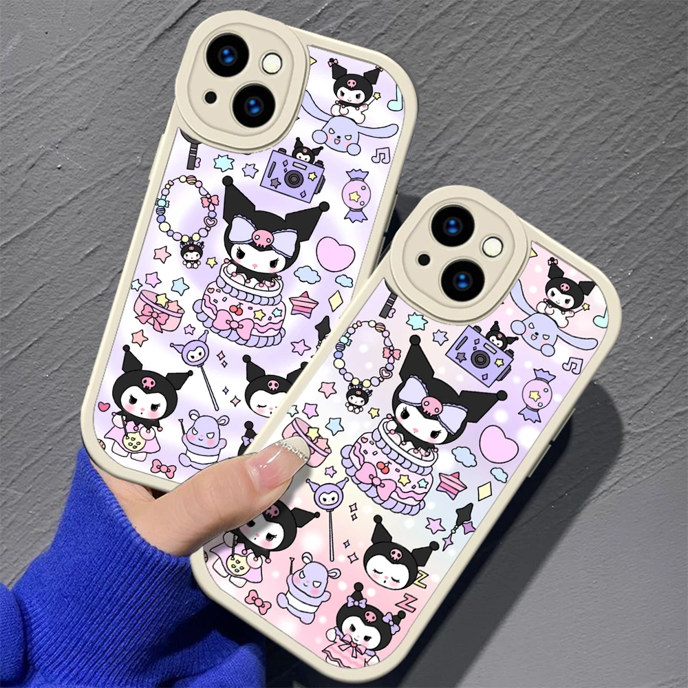 B114 cute Kuromi Soft Silicone Case for iPhone 15 Plus 14 13 12 11 X XS XR Pro Max Mini 8 7 Plus