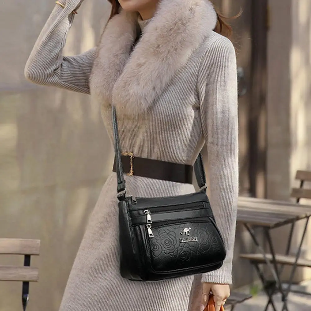 Women's Bag PU Multilayered Soft PU Leather Ladies Fashion Simple Single Shoulder Bags Mom's Bags Crossbody Bag