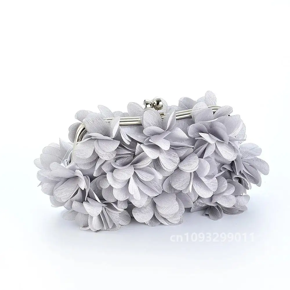 Satin Petal Evening clutch Bag Designer wholesale Dinner Party flower Wedding Purse