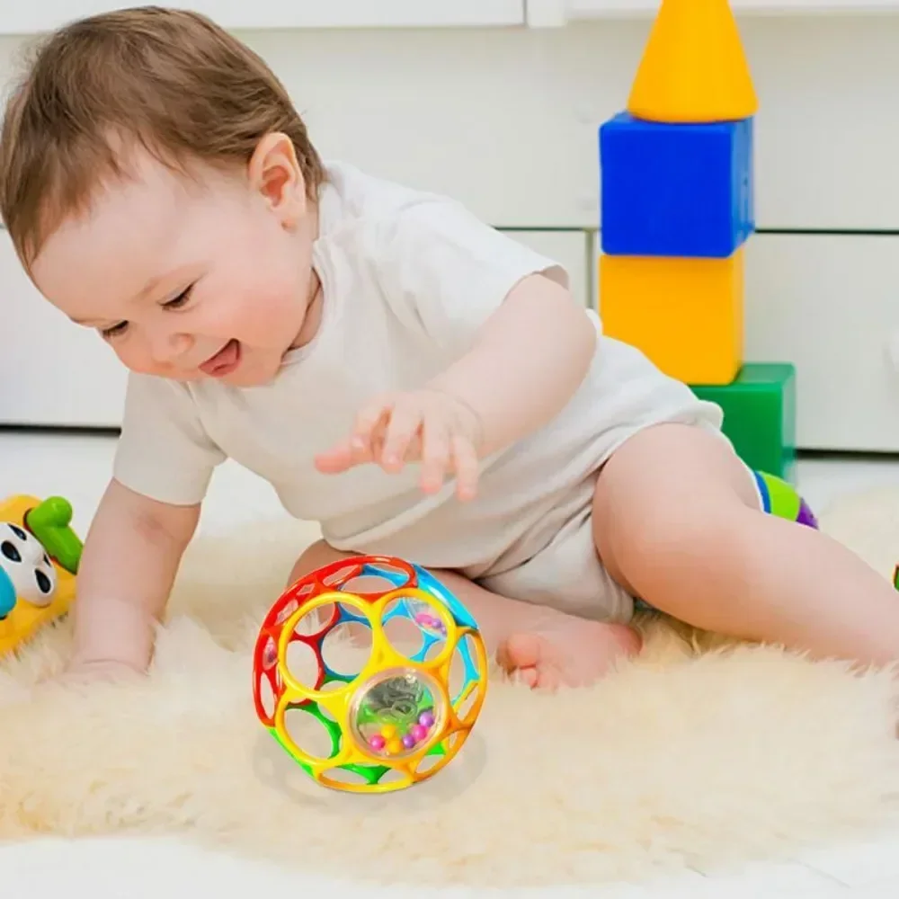 Choque de bola macia para bebê recém-nascido, agarrando mordedores, sino de mão, brinquedos sensoriais, brinquedos educativos para crianças, 0-12 meses