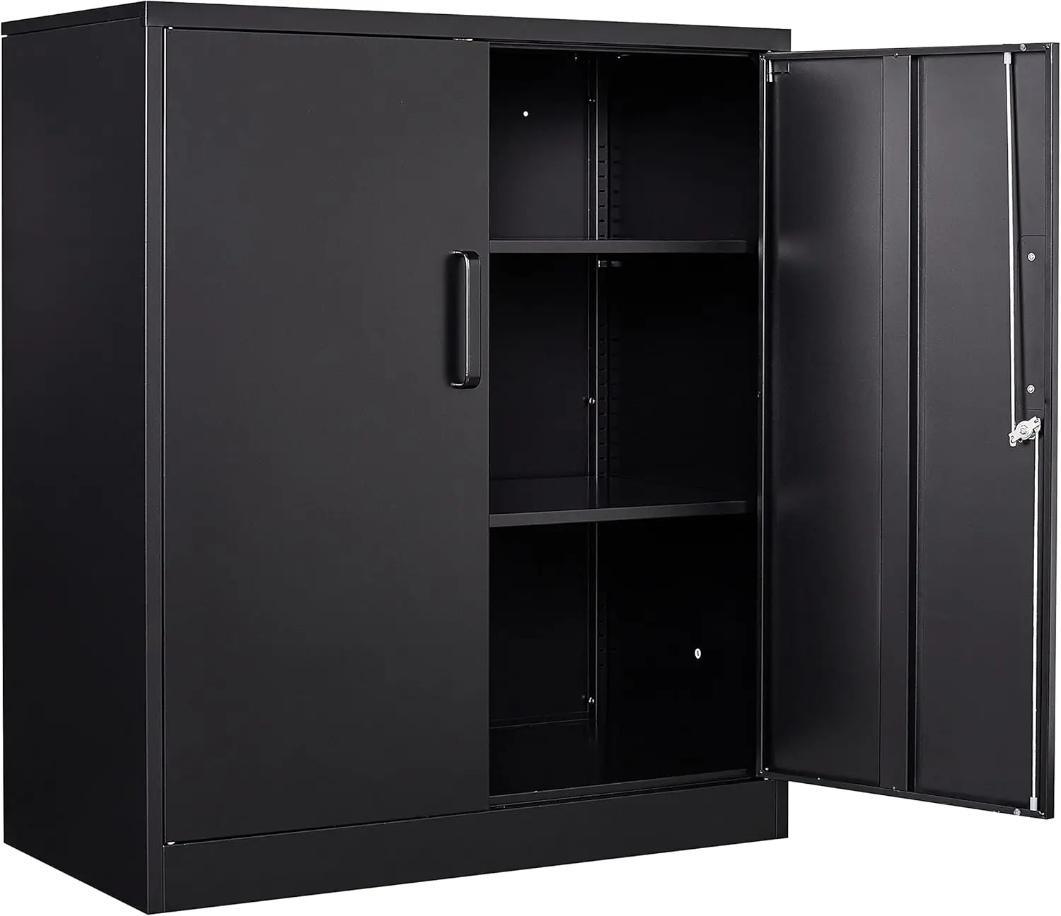 

Metal Garage Storage Cabinet with 2 Doors and 2 Adjustable ShelvesLocking Counter Cabinet for Home Office,Gym,School（Black）