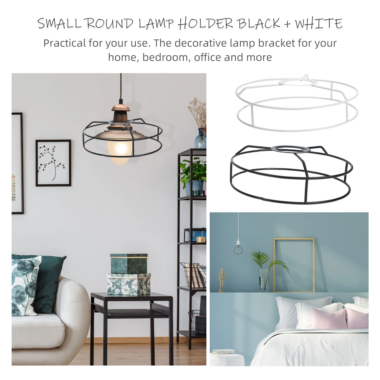 

2Pcs Round Lampshade Frame Metal DIY Pendant Ceiling Chandelier Bracket Sturdy E27 Home Office Lighting Accessories
