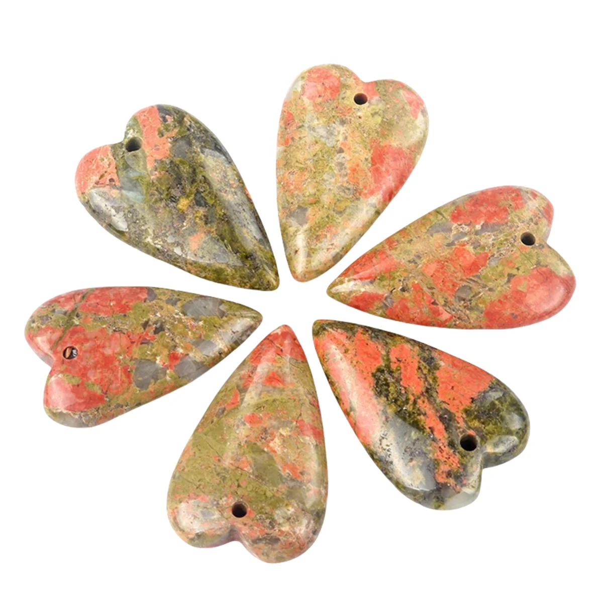 

Unakite Long Love Heart Gemstone Pendant for DIY Making Jewelry Necklace Healing Chakra Crystal Teardrop 25x40mm