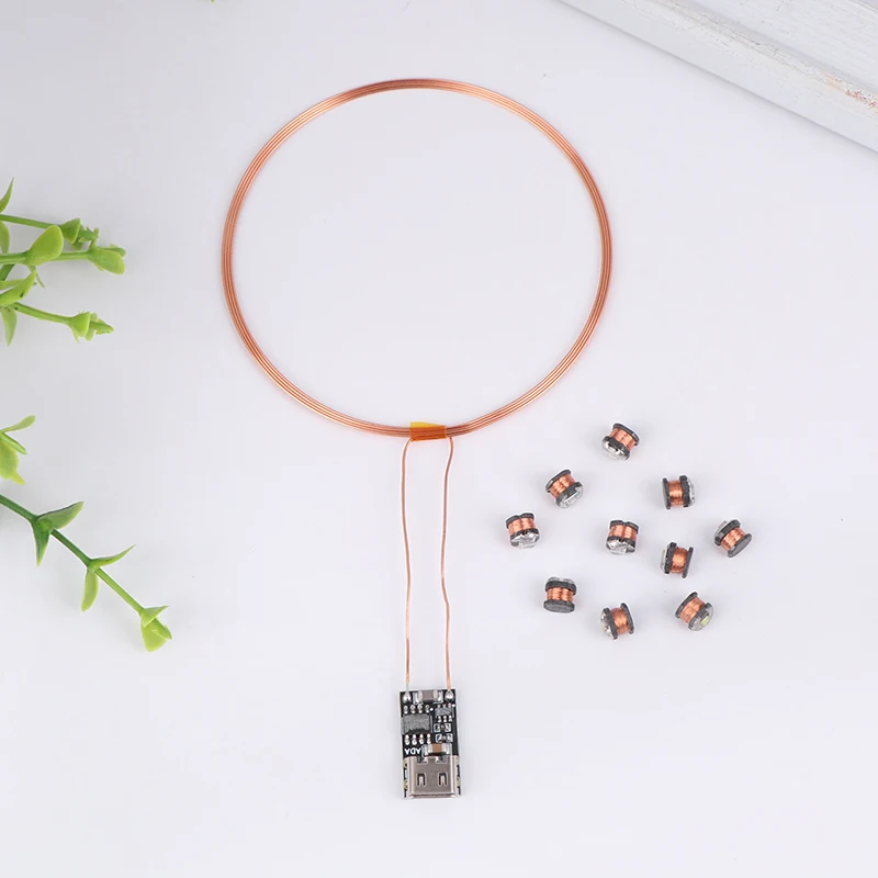 [ZY44] 5V Wireless Power Charging Module Wireless LED Coil Inductive Coil Transmitter +10pcs Receiver Lights Lighting Model Toys