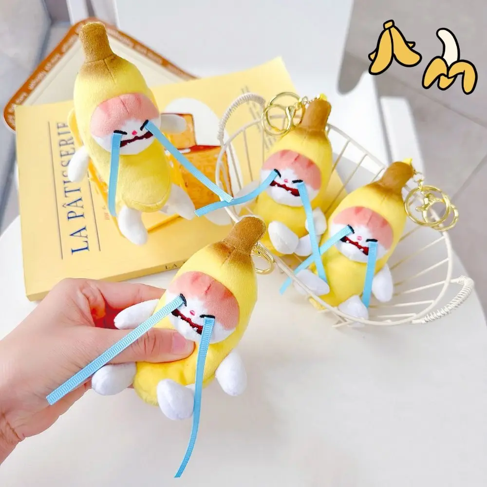 Banana Cat Doll Crying Banana Cat Keychain Plush Stuffed Doll Banana Cat Doll Pendant Crying Sad Crying Banana Keyring