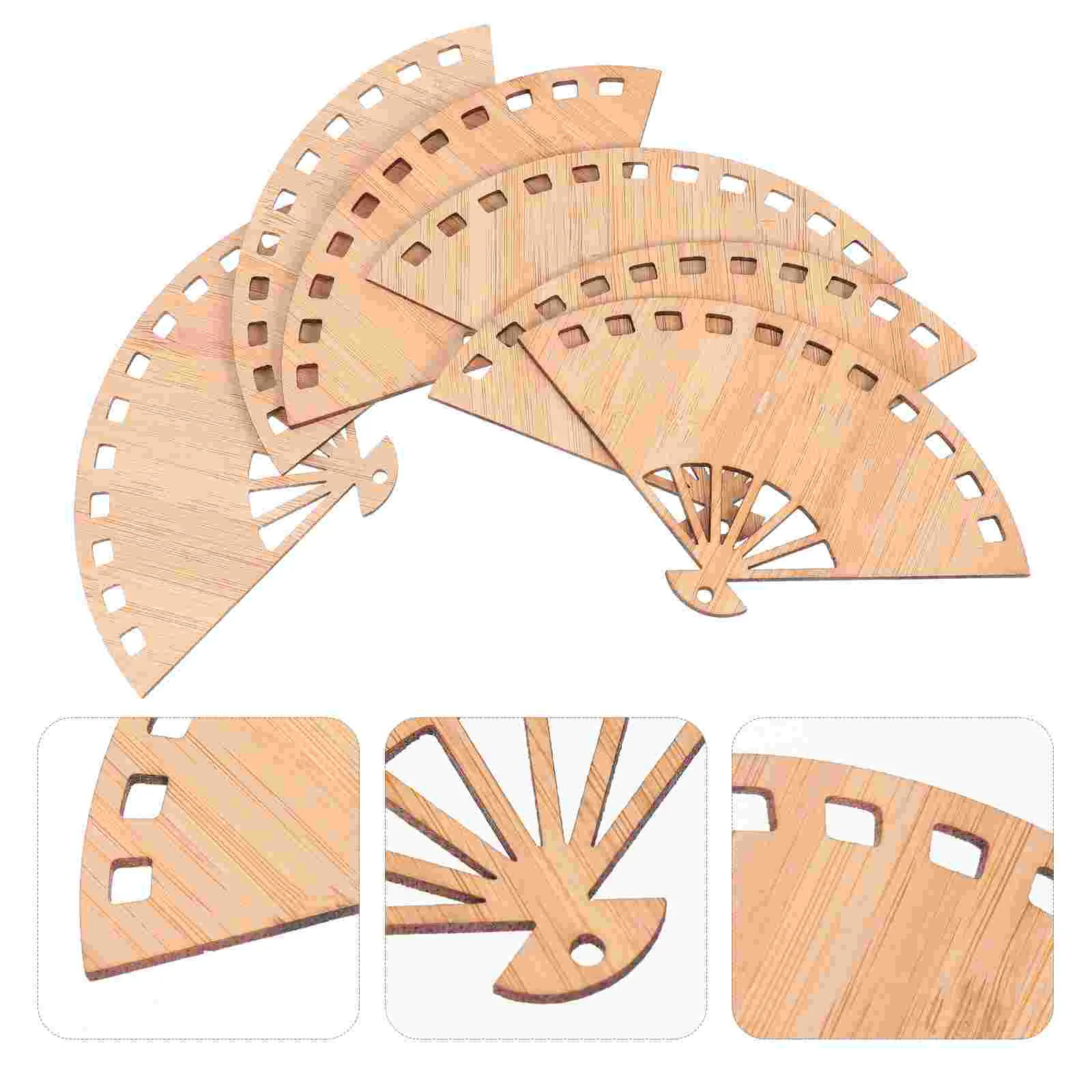 

6 Pcs Blank Bamboo Bookmark Fan Shaped Chic Bookmarks Dried Flowers Hollow Wood