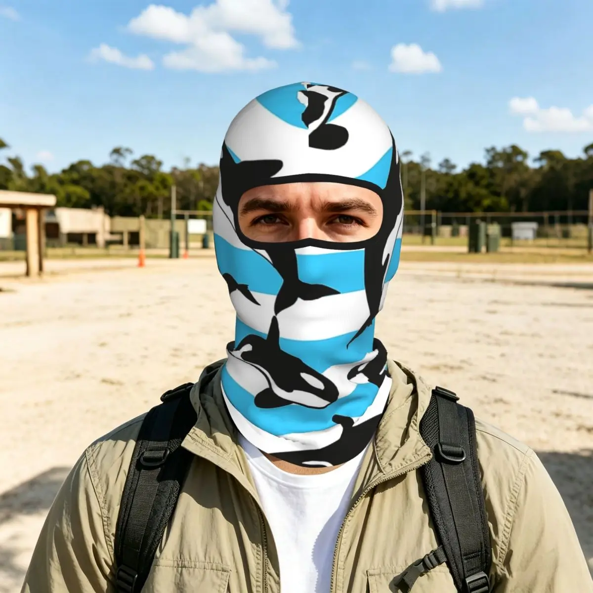 Orca Killer Whale Breathable Thin Balaclava Full Face Mask Sun Protection Neck Gaiter For Motorcycle Cycling Fishing Outdoor
