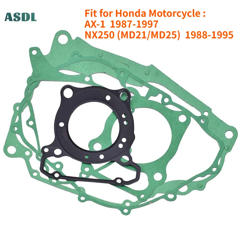 

Motor Complete Cylinder Head Overhaul Gasket Mat Set for Honda AX-1 1987 1988 1989-1997 NX250 (MD21/MD25) 1988-1993 1994 1995