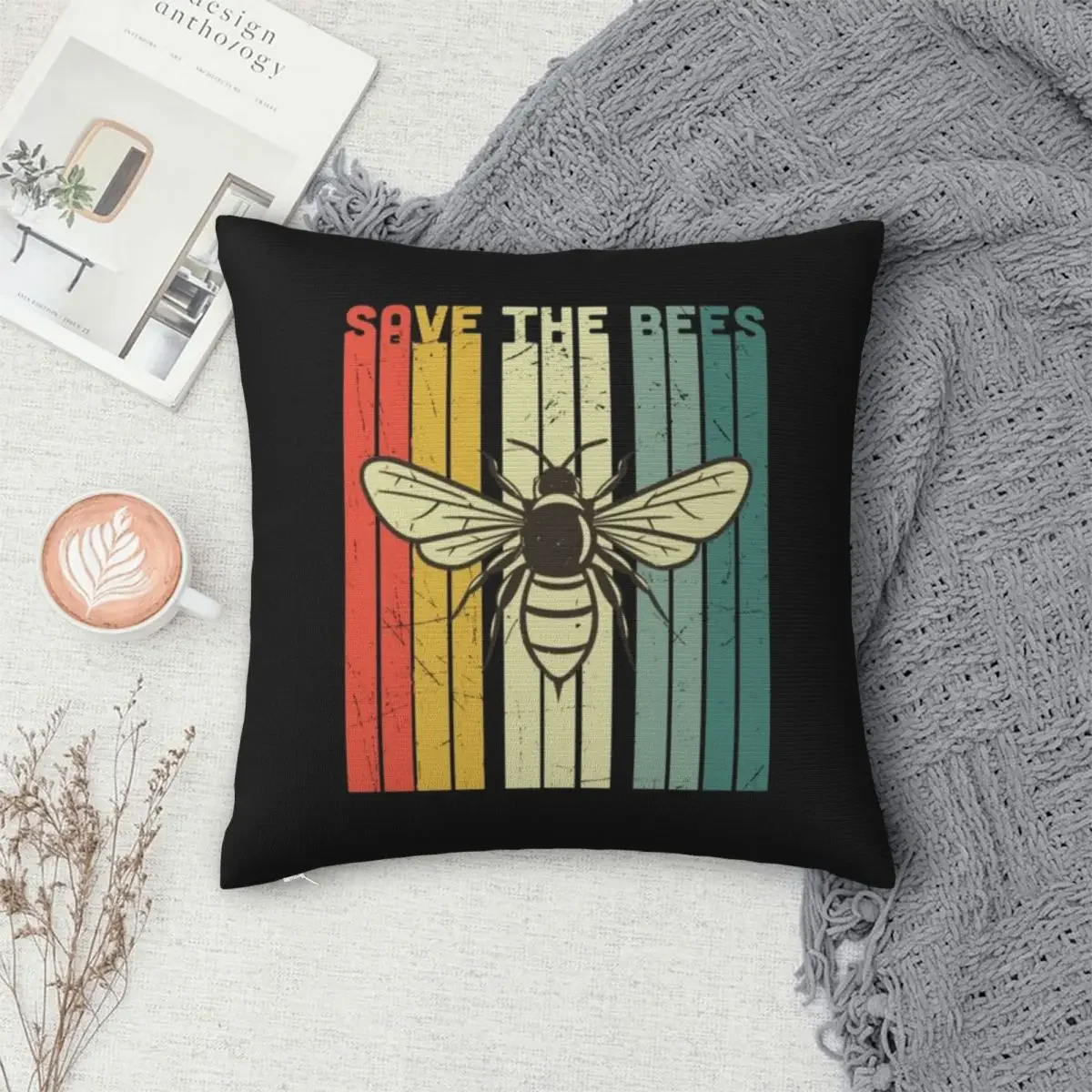 

Save The Bees Pillowcase Polyester Pillow Cover Cushion Comfort Throw Pillow Sofa Decorative Cushions Used for Home Bedroom Sofa